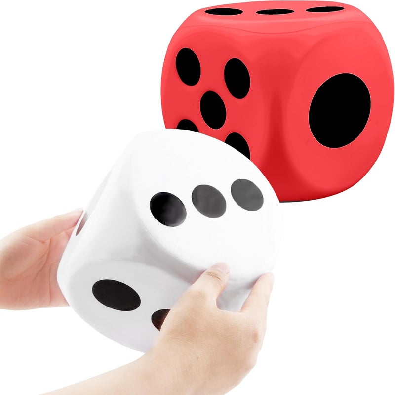 Cotiny 2 Pieces 6 Inches Large Foam Dice Set Giant Foam Dice Soft Dot Dice Toy for Family Educational Toys Parent Child Board Games Nights Casino Themed Party Decoration (Color Set 7) - Image 1